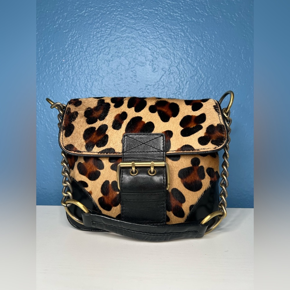 Vintage Nicole Miller Calf Hair Pony Hair Cheetah Print Small Shoulder Bag Y2K